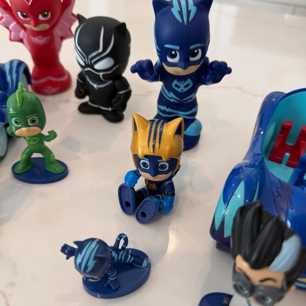 PJ Masks Toy Lot Catboy Gekko Owlette Romeo‎ Black Panther Figures and Vehicles